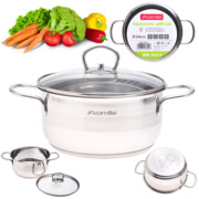 Garnek garnuszek z pokrywką stalowy indukcja gaz 18cm 2L KAMILLE KM-5412