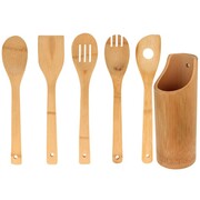 Przybory kuchenne w stojaku drewniane zestaw przyborów 6-ele BRUNBESTE BB-1573