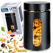 Pojemnik kuchenny na produkty sypkie suche zakręcany CZARNY MATOWY 1L VILDE 229192