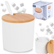 Cukierniczka ceramiczna z łyżeczką BIAŁA okrągła cukiernica pojemnik na cukier 250ml VILDE 139682