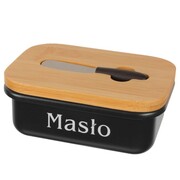 Maselniczka ceramiczna z nożykiem do masła maselnica pojemnik na masło czarna BLUBERG BBG-2606