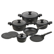 Zestaw garnków i patelni 12 ele. garnki, aluminium odlewane, powłoka non-stick, indukcja, czarny, KLAUSBERG KB-7966