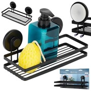 Półka pod prysznic do łazienki łazienkowa metalowa czarna na przyssawki 25x10x8.5cm BATHROOM SOLUTIONS 567008