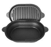 Brytfanna żeliwna z patelnią grill 3.0L 28 x 16cm BRUNBESTE BB-2654