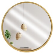 Lustro ścienne na ścianę drewniane złote okrągłe 50cm VILDE 569198