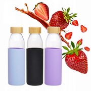Butelka szklana podróżna w antypoślizgowym etui 500ml 3 kolory KAMILLE KM-9022
