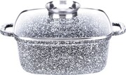 Garnek marmurkowy kwadratowy 26CM szary nieprzywierający indukcja gaz 5.5L MASTERPAN MP-2109