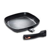 Patelnia z powłoką granitową grill 28cm z odpinaną rączką BERLINGER HAUS Black Rose BH-1953