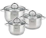 Zestaw garnków stalowych 6 ele. 2.1/2.9/3.9L KINGHOFF Silver KH-4446