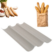 Forma do pieczenia bagietek perforowana, 3 rowki, stal węglowa, marmurkowa, beżowa, KINGHOFF KH-1970