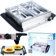 Podgrzewacz elektryczny do potraw stołowy bufetowy stalowy podwójny EXCELLENT ELECTRICS 139654