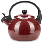 Czajnik imbryk emaliowany z gwizdkiem 2.2L indukcja na gaz bordowy KAMILLE KM-1038C