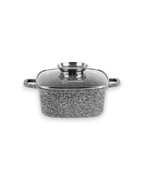 Garnek marmurkowy kwadratowy 20CM szary nieprzywierający indukcja gaz 2.8L MASTERPAN MP-2106