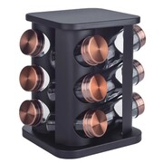 Stojak na przyprawy przyprawnik obrotowy słoiki 13-ele czarny BRUNBESTE BB-2746