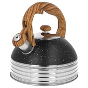 Czajnik stalowy z gwizdkiem na indukcję 2.5L czarny marmurek uchwyt drewno BRUNBESTE BB-2476