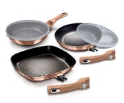 Zestaw 3 patelni granitowych z odpinaną rączką 5 ele. BERLINGER HAUS Metallic Line Rosegold BH-7038