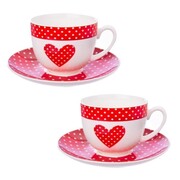 Komplet filiżanek porcelanowych 4-ele 280ml serce ORION 127284