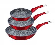 Zestaw 3 patelni 20 24 28cm marmurowo-ceramiczne ZILNER Stonetec Burgund ZL-2028B