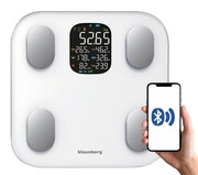 Waga łazienkowa z pomiarem tkanki tłuszczowej i składu ciała, Smart, BT, KLAUSBERG KB-7855 biała