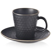 Filiżanka do kawy ze spodkiem ceramiczna czarna TEA TIME 235ml ORION 112437