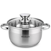 Garnek ze stali nierdzewnej z pokrywką 2.4L indukcja gaz OFENBACH OB-100512