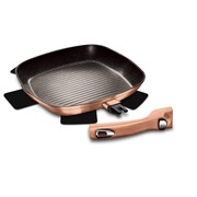 Patelnia z powłoką granitową grill 28cm z odpinaną rączką BERLINGER HAUS Metallic Line Rosegold BH-1950