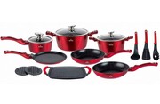 Komplet garnków z powłoką marmurową 15 ele. ZILNER Cherry Red ZL-8591