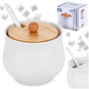 Cukierniczka ceramiczna z łyżeczką BIAŁA cukiernica pojemnik na cukier 250ml VILDE 139684