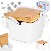 Cukierniczka ceramiczna z łyżeczką BIAŁA cukiernica pojemnik na cukier 250ml VILDE 139676