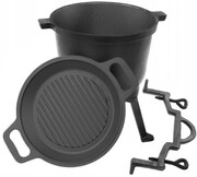 Kociołek żeliwny myśliwski 8L z patelnią grillową ROSSNER mk-203