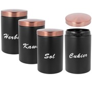 Zestaw 4 pojemników na kawę, herbatę, cukier, sól BRUNBESTE BB-2760