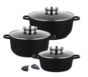 Zestaw 3 garnków granitowych 2.5l/ 4.3l/6.8L (8 ele.) KLAUSBERG crack design KB-7359