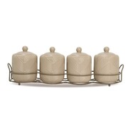 Zestaw 4 pojemników na przyprawy ze stojakiem Geometry Beige MAESTRO MR-20004-04CS