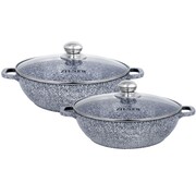 Zestaw 2 garnków / woków z powłoką marmurową 28 / 32cm ZILNER Grey ZL-8609