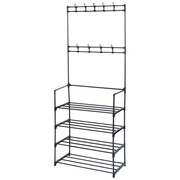 Wieszak na ubrania z regałem na buty metalowy czarny 57x28x156cm VILDE 568023