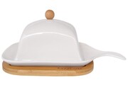 Maselniczka porcelanowa z drewnianą podstawą maselnica KONIGHOFFER KG-0616