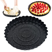 Forma do pieczenia tarty Ø28 cm, stal węglowa, marmurkowa, czarna, KINGHOFF KH-1956