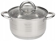 Garnek stalowy 20cm 3 l miarka podziałka na indukcję gaz z pokrywką ROSSNER MM7047-20