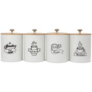 Komplet 4 pojemników kawa herbata cukier sól 15x11cm BRUNBESTE BB-2780 (napisy PL)