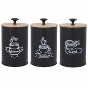 Komplet 3 pojemników kawa herbata cukier 16x9,5cm BRUNBESTE BB-2682 (napisy PL)