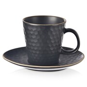 Filiżanka do kawy ze spodkiem do kawy espresso ceramiczna czarna TEA TIME 95ml ORION 112436