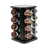 Stojak na przyprawy przyprawnik obrotowy słoiki 17-ele czarny BRUNBESTE BB-2745