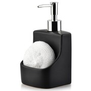 Dozownik do płynu do naczyń z pojemnikiem na gąbkę czarny SILVER 400ml VILDE 568006