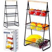 Koszyk kosz na owoce warzywa metalowy czarny piętrowy 3-poziomowy VILDE 229156