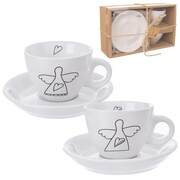 Filiżanka do kawy ze spodkiem ceramiczna biała do espresso 90ml 2 sztuki ORION 128817