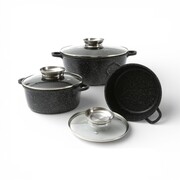 Zestaw garnków 6-ele garnki ceramiczne czarne 2.5/4.5/6.8L indukcja MASTERPAN MP-2153