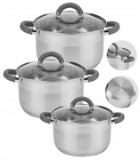 Zestaw garnków stalowych garnki stalowe komplet 6-ele 18/22/24cm gaz indukcja ROSSNER X9