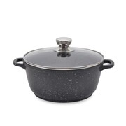 Garnek z pokrywką indukcja gaz 20cm 2.4L czarny marmurek MAESTRO MR-4220