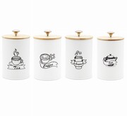 Komplet 4 pojemników kawa herbata cukier sól 16x9,5cm BRUNBESTE BB-2674 (napisy ENG)