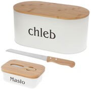 Chlebak stalowo-bambusowy + maselniczka Zestaw BRUNBESTE BB-2775